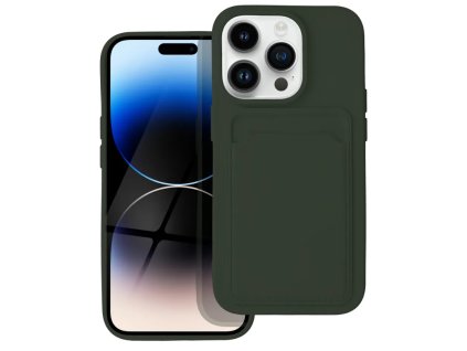 Silicone CARD case pouzdro / kryt s přihrádkou Apple iPhone 14 PRO (6,1"), green
