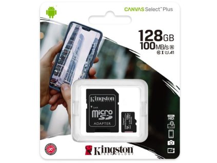 Kingston Canvas Select Plus Micro SDHC 128GB + SD adaptér Class 10 / UHS-I / 100Mb/s