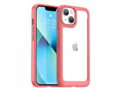 Outer Space case pouzdro / kryt pro Apple iPhone 14 (6,1") clear / red