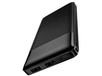 HOCO J72 Easy Travel powerbanka 10000 mAh 2× USB + USB-C / Micro USB, černá