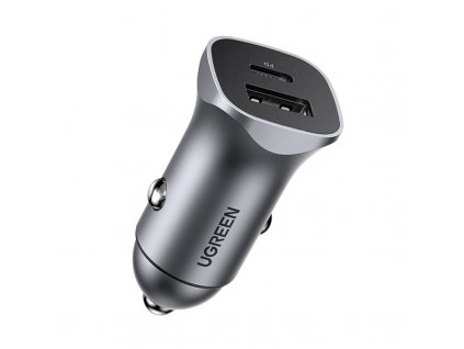 Ugreen 30780 nabíječka do auta USB + USB-C PD / QC 3.0 / 24W / šedá