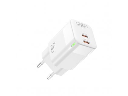 XO CE07 nabíječka GaN s výstupem 2x USB-C PD / 35W / bílá
