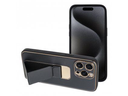 Leather Case Kickstand pouzdro / kryt 3v1 pro Apple iPhone 15 PRO MAX, černá