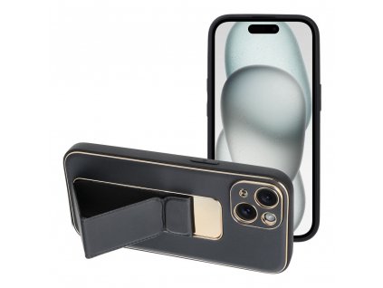 Leather Case Kickstand pouzdro / kryt 3v1 pro Apple iPhone 15 Plus (6,7") černé