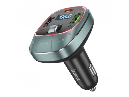 Hoco E76 / bluetooth FM transmitter / USB-C PD 45W / 2x USB / šedý