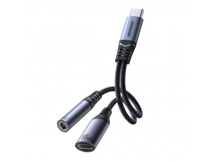 Joyroom SY-C02 adaptér USB-C / USB-C + 3,5mm jack / DAC / rozdvojení