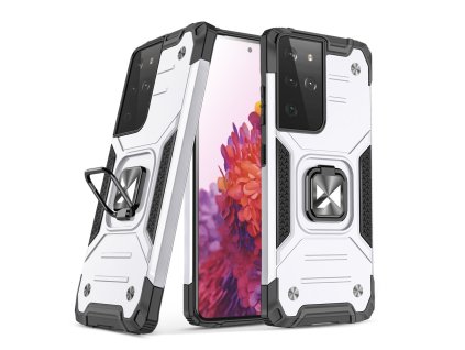 Ring Armor Case / 3v1 / pouzdro / kryt pro Samsung Galaxy S22 Ultra silver / stříbrné