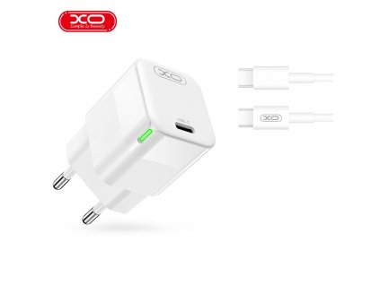 XO CE06 nabíječka s výstupem USB-C PD / 30W / bílá + kabel USB-C / USB-C