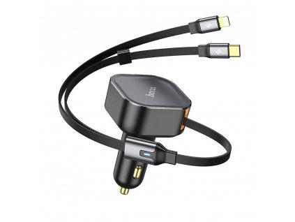 Hoco NZ13 svinovací nabíječk do auta 2v1 / s kabele USB-C + Apple Lightning / 30W