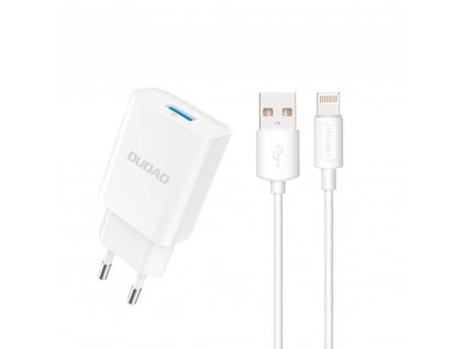 Dudao A4EU nabíječka do sítě USB 5V / 2,1A + kabel USB / Apple Lightning / bílá