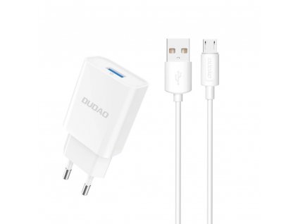 Dudao A4EU nabíječka do sítě USB 5V / 2,1A + kabel USB / Micro USB / bílá