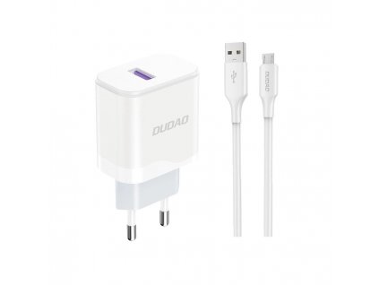 Dudao A20EU nabíječka do sítě USB 18W + kabel USB / Micro USB / bílá