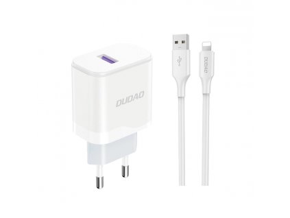 Dudao A20EU nabíječka do sítě USB 18W + kabel USB / Apple Lightning / bílá