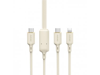 Dudao L7SF USB-C kabel 2v1 / USB-C / Apple Lightning / 100W / 1,2m / béžový