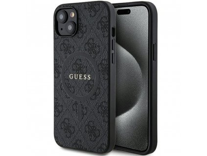 Guess PU Leather 4G Colored Ring MagSafe pouzdro / kryt Apple iPhone 15 (6,1") černé