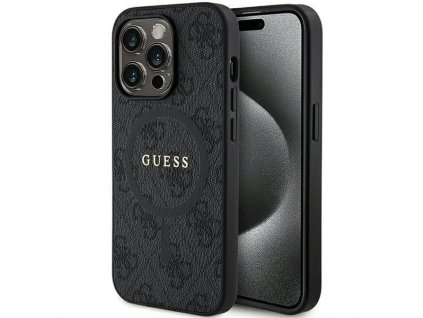Guess PU Leather 4G Colored Ring MagSafe pouzdro / kryt Apple iPhone 15 PRO (6,1") černé