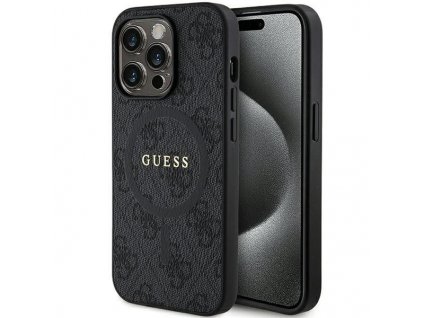 Guess PU Leather 4G Colored Ring MagSafe pouzdro / kryt Apple iPhone 15 PRO MAX 6,7" černé