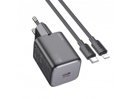 Hoco N40 nabíječka do sítě USB-C PD / QC / 20W + kabel USB-C / Apple Lightning černá