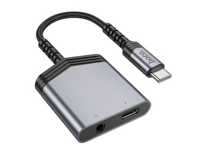 Hoco LS39 adaptér 2v1 USB-C / USB-C + 3,5mm jack / 27W / šedá