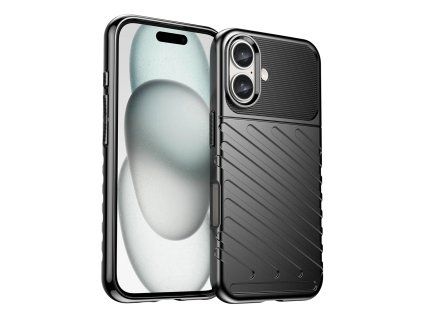 Thunder Case kryt pro Apple iPhone 16 – odolné TPU pouzdro, černá