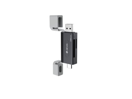 Devia EL239 čtečka 2v1 USB 2.0 + USB-C / OTG / Micro SDHC / SD