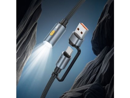 Hoco UA38C USB-A / USB-C LED světlo na kabelu / 30cm / černá
