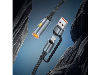 Hoco UA38B zapalovač pro zdířku USB-A + USB-C / 0,3m / černá