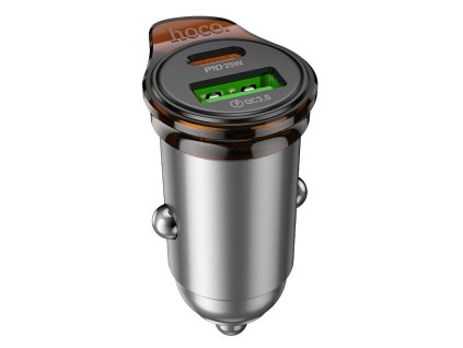 Hoco NZ16A nabíječka do auta USB-A QC 3.0 + USB-C PD / 43W / šedá