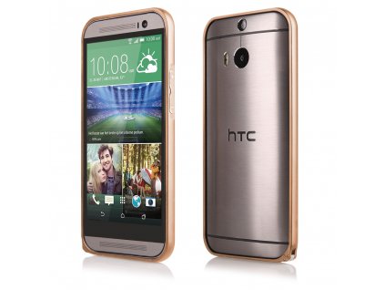Pouzdro Bumper ALU METAL hliníkový rámeček HTC ONE M8 zlatý