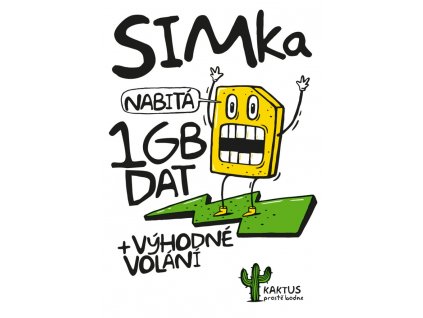 Sim karta KAKTUS (T-Mobile) - kredit 100Kč / 500Mb dat + 500Mb na sociální sítě