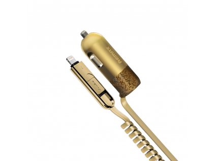 REMAX Finchy RCC-103 nabíječka do auta 2 v 1 Micro USB / Apple Lightning (3,4A) Zlatá