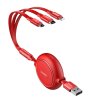 Baseus Golden Loop USB datový kabel 3v1 Micro USB / USB-C / Apple červený CAMLT-JH09