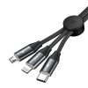 Baseus USB kabel s podsvícením 3v1 Micro USB / USB-C / Apple černý CAMLT-FX01