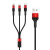 Borofone BX21 USB kabel 3v1 - iPhone lightning / USB-C / Micro USB 1m / 2,4A červený