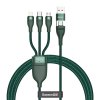 Baseus 3v1 USB / PD kabel Micro USB 18W / USB-C 100W / Apple Lightning 20W 1,2m/5A zelený
