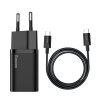 Baseus nabíječka TZCCSUP-L01 USB-C PD / 25W / 3A + kabel USB-C PD - black / černá