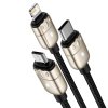 Baseus Tiger USB kabel 3v1 Apple Lightning / Micro USB / USB-C 1,2m / 3,5A černý