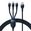 Baseus Flash II USB kabel 3v1 Micro USB 18W / USB-C 66W/ Apple Lightning 2,4A / 1,2m modrý