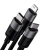 Baseus StarSpeed USB kabel 3v1 Micro USB / USB-C / Apple Lightning 1,2m / 3,5A - černý