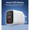 Choetech PD6052 nabíječka GaN / USB-C + USB-A / 35W / LED displej / bílá