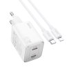 Hoco N42 nabíječka do sítě GaN / 2x USB-C PD, QC / 45W + kabel USB-C / Apple Lightning bíl
