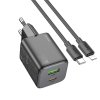 Hoco N41 nabíječka do sítě USB-A + USB-C PD, QC + kabel USB-C / Apple Lightning 20W černá