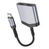 Hoco LS40 adaptér 2v1 USB-C / 2x USB-C / DAC / 27W / šedá