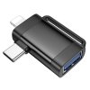 Hoco UA31F OTG adaptér 2v1 / pro USB-C (M) + Apple Lightning (M) / USB-A (F) / černý