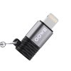 BWOO BZ-37 OTG adaptér s poutkem pro Apple Lightning (M) / USB-C (F) / stříbrný