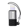 BWOO BZ-37 OTG adaptér s poutkem pro Apple Lightning (M) / USB-C (F) / stříbrný