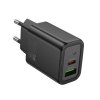 Hoco N61 GaN rychlonabíječka USB-C (20W) + USB-A (18W) / PD, QC 3.0, FCP, AFC / černá