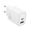 Hoco N63 GaN rychlonabíječka do sítě USB + USB-C 30W / PD, QC 3.0, FCP, AFC / bílá