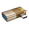 Hoco UA36E OTG adaptér 2v1 / pro USB-C (M) + Apple Lightning (M) / USB-A (F) / zlatý