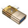 Hoco UA36E OTG adaptér 2v1 / pro USB-C (M) + Apple Lightning (M) / USB-A (F) / zlatý